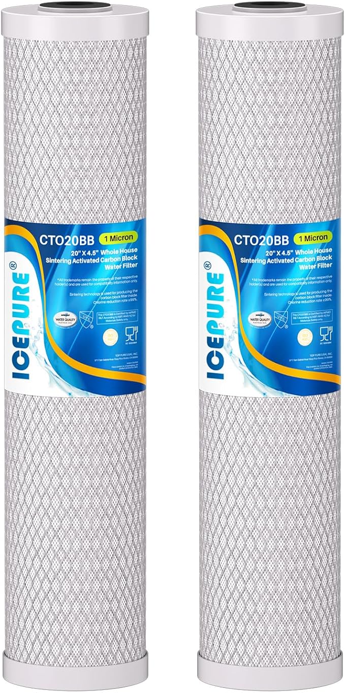 ICEPURE 1 Micron 20" x 4.5" Whole House CTO Coconut Shell Activated Carbon by ICEPURE