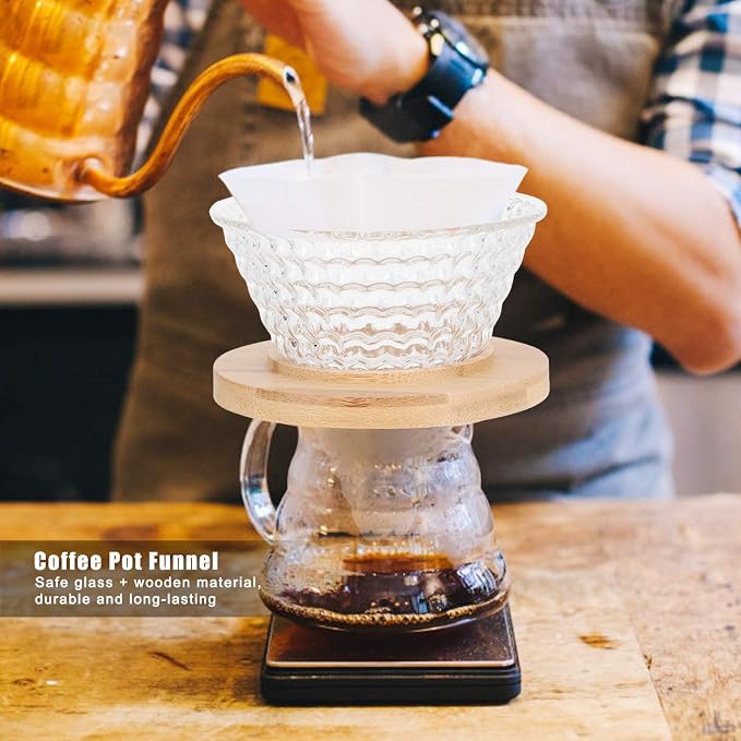 AUNMAS Glass Coffee Dripper Pour Over, Reusable Paperless Filter Funnel - Image 4