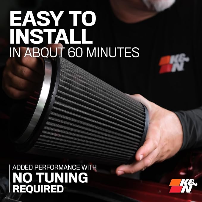 K&N Cold Air Intake System: Dry-Flow Air Filter, Increase Performance & Towing: - Image 8