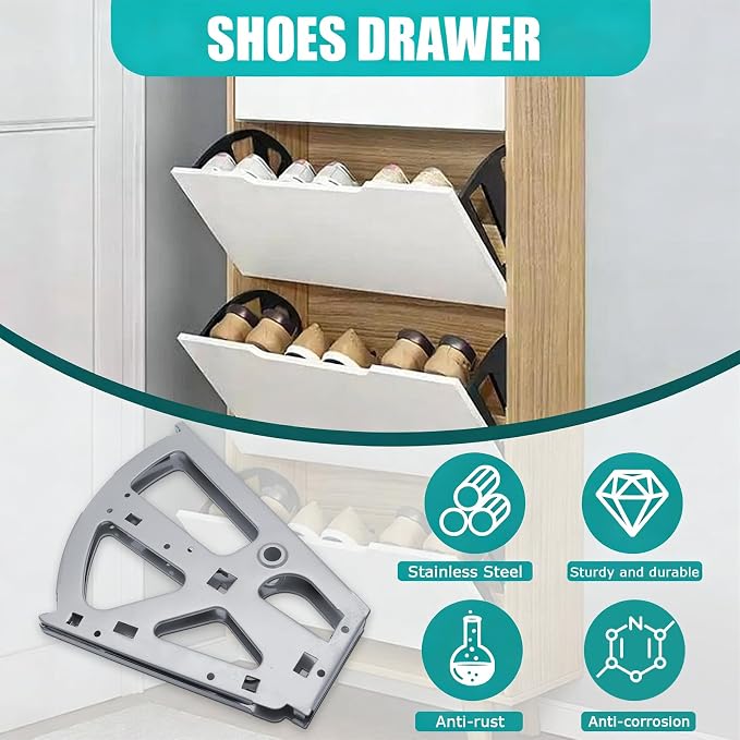 Litoexpe 2 Layers Silver Shoes Drawer Cabinet Hinges, Stainless Steel Shoe - Image 5