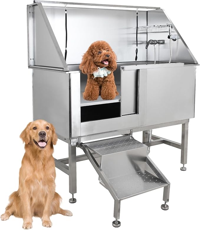 50" Dog Grooming Tub, Stainless Steel Pet Washing Station, Professional Dog Grooming Bathtub for Large, Medium & Small Pets, Left Door