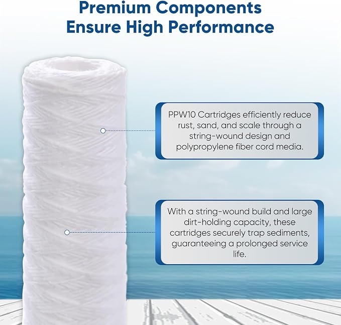 PUREPLUS 5 Micron 10"x2.5" Whole House String Wound Sediment Filter - Image 4