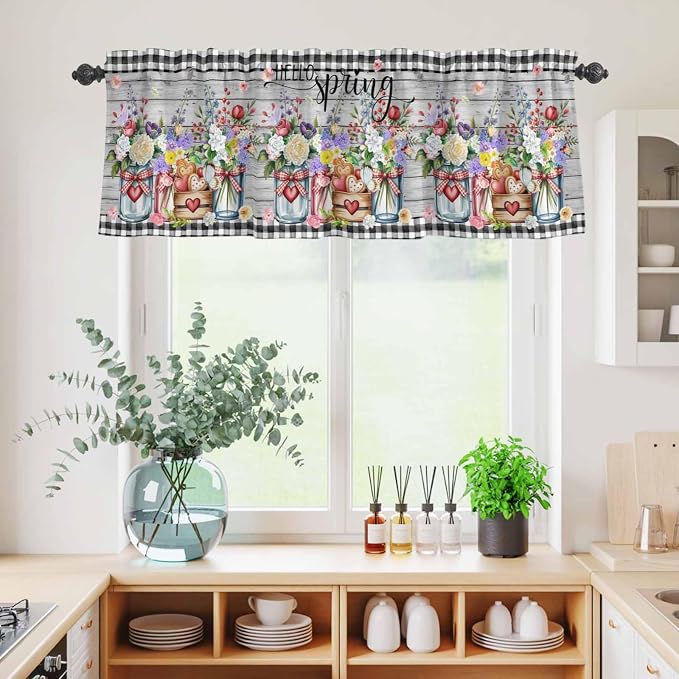 Spring Flowers Kitchen Curtains Set 3 Piece - Image 6