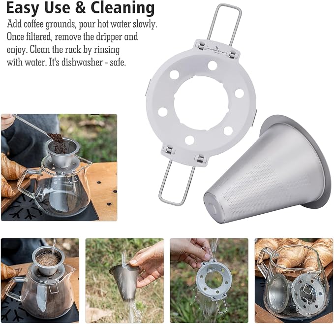 iBasingo Titanium Coffee Filter Pour Over Coffee Dripper - Image 6