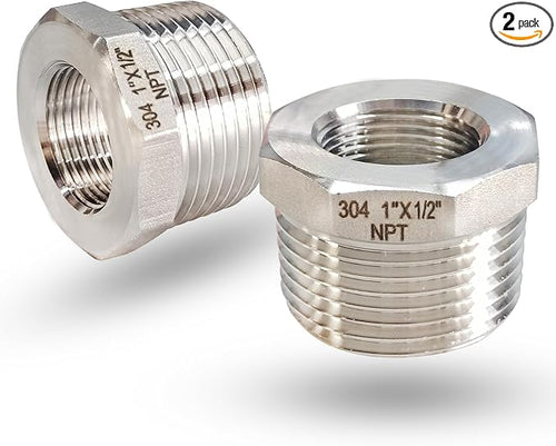 1" Male to 1/2" NPT Female Hex Bushing Reducer, 304 Stainless Steel NPT by feyadaperonline