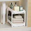 Bamboo Under Sink Organizer Adjustable Height 2 Tier Bathroom Organizer Pull Out Cabinet Storage Kitchen Heave Duty Wood Slide Ou Shelf for Kitchen Bathroom (White, 1 Pack)