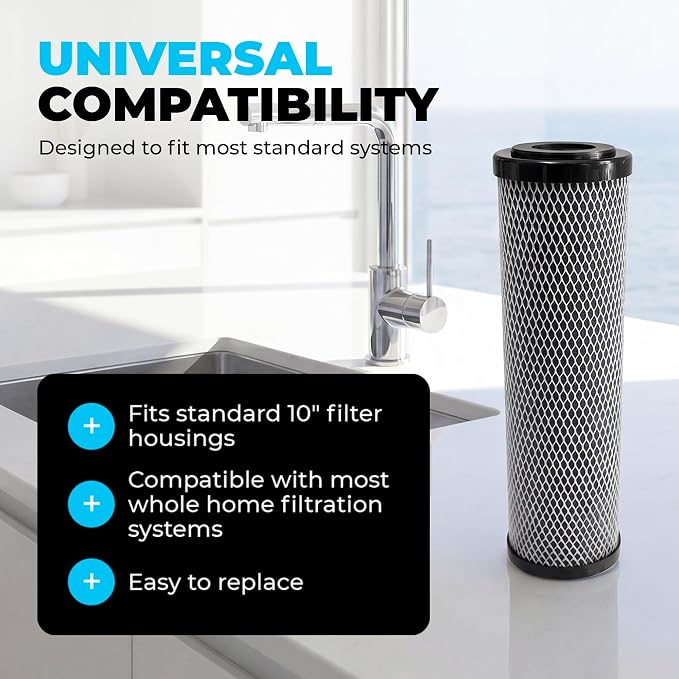 1 Micron 10" x 2.5" Activated Carbon Whole House Water Filter Replacement - Image 6