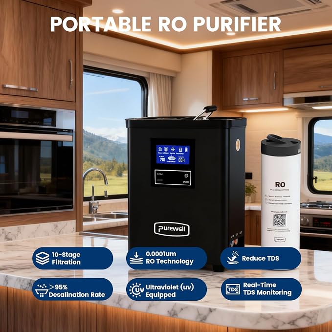 Purewell® K8680 RO Water Purifier System, 10-Stage RV Portable Water Filtration - Image 2