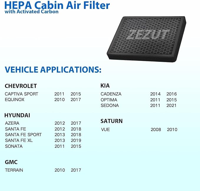 Cabin Air Filter, Equinox 2010-2017, Sonata 2011-2014, Optima 2011-2015 - Image 2