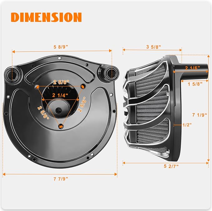High Flow Air Cleaner Intake Filter System Kit Air Filters Cover Drift Style - Image 3