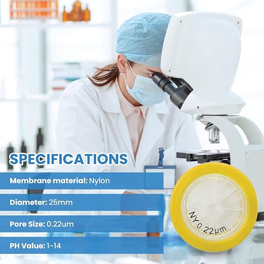Nylon Membrane Syringe Filter 25mm Diameter 0.22um Pore Size Syringe Lab Filter - Image 2