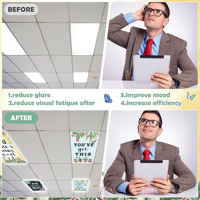 6Pcs Classroom Light Covers for Fluorescent Lights, Retro Magnetic 2x4 FT - Image 5