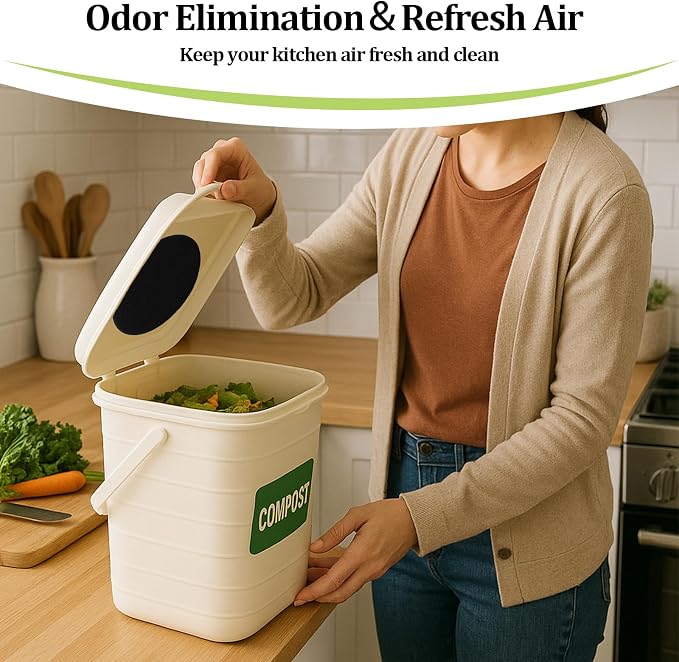 Charcoal Filters for Kitchen Compost Bin, 4 Pack Compost Filters for Countertop - Image 3