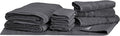 Mosobam Luxury Turkish 10pc Deluxe Bath Bundle Body Hand Face Towel and Mat Charcoal Gray (Dark Grey) 700 GSM & 1000 GSM Bamboo Viscose & Aegean Turkish Combed Cotton