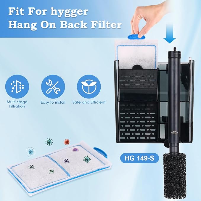 hygger 10 Pack Replacement Aquarium Carbon Filter Cartridges Hang On Back - Image 3