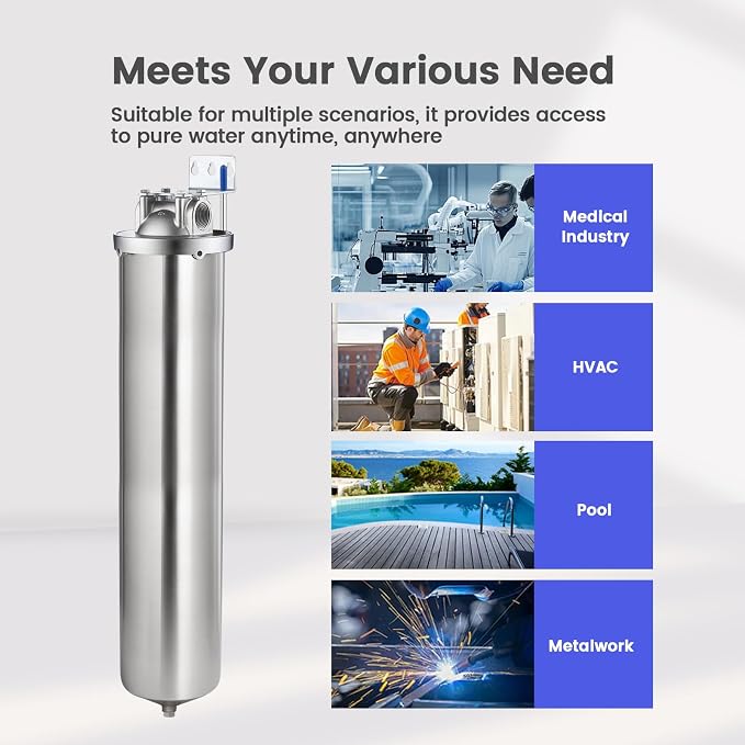 Amwater NSF/ANSI 42 Certification Big+ Stainless Steel Filter Housing - Image 7