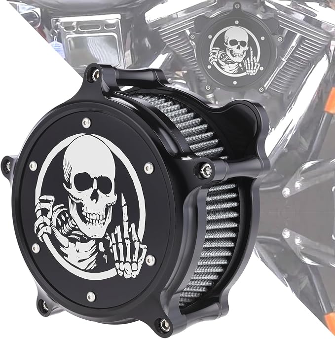 Motorcycle Air Filter Skull Style Air Cleaner - Image 2