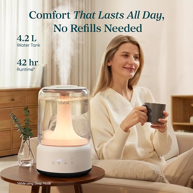 Levoit Humidifiers for Bedroom 4.2L Top Fill for Large Room, NeoClassic 450 | - Image 3