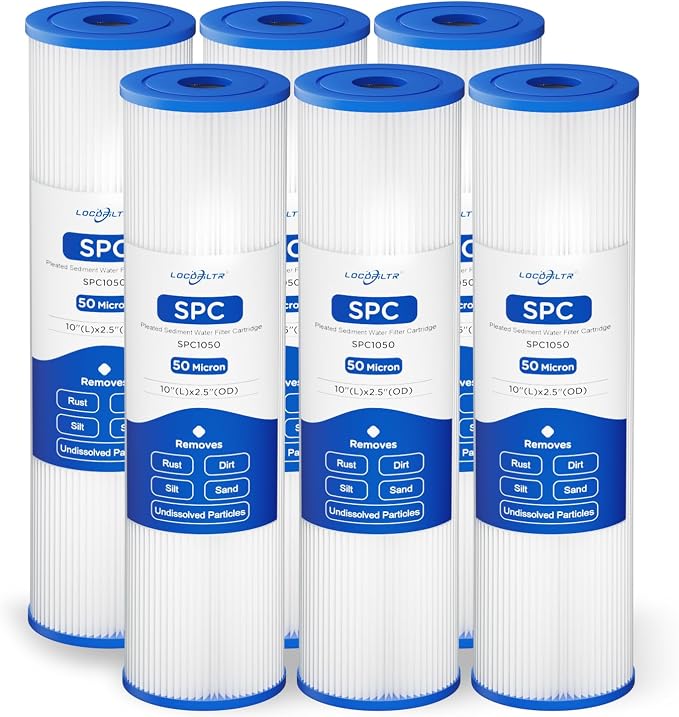 Whole House 50 Micron 10" x 2.5" Pleated Sediment Well Water Filter Cartridge by Locofiltr
