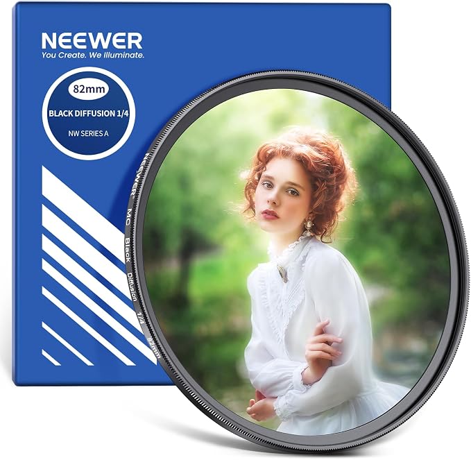 NEEWER 82mm Black Diffusion 1/4 Filter Dreamy Soft Cinematic Effect Filter by Neewer