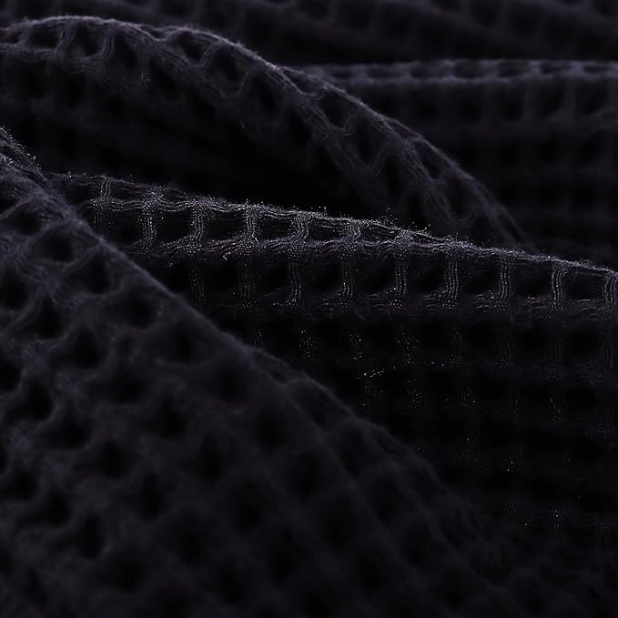 PÜSKÜL Organic Waffle Hand & Kitchen Towel 100% Turkish Cotton Set of 3 Black - Premium Quality, Soft, Quick-Dry, Absorbent, Lint-Free Waffle Weave Towels (3, Black)