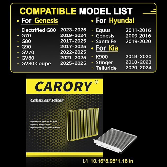 CARORY Cabin Air Filter w/Activated Carbon - Image 3