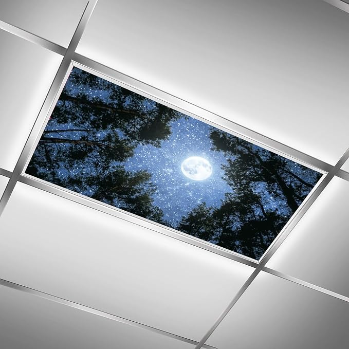 2 Pack Fluorescent Light Covers 4 X 2 Feet Night Forest Magnetic Light Cover - Image 2