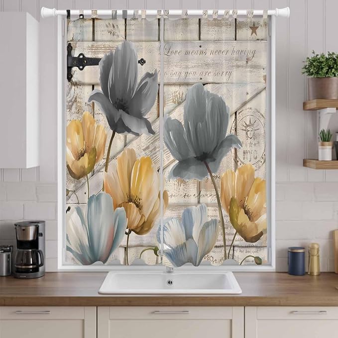 Spring Tulips Flower Living Room Curtains 84 Inch Length, Window Curtains Tab - Image 9