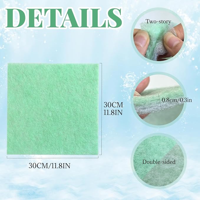 BOROLA 11.8×11.8 in Aquarium Filter Media Pad High-Density Bio Filter Sponge - Image 2
