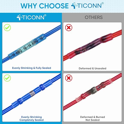 TICONN 1250Pcs Heat Shrink Wire Connectors, Waterproof Automotive Marine - Image 3