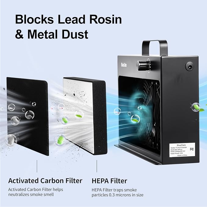 HEPA Solder Fume Extractor Fan Solder Smoke Absorber DIY Work Fan - Image 2