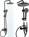 Outdoor Shower, 3 Functions Outdoor Shower Fixture SUS304 Stainless Steel Rain Shower Kit Faucet High Pressure Wall Mount 10 Inch Showerhead and Handheld Spray Combo,Single Handle, Matte Black