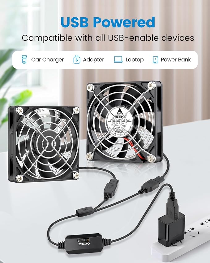 GDSTIME Dual 80mm x 15mm USB Fan - Image 4