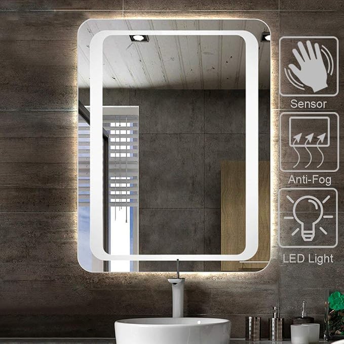 LED Bathroom Mirror with Lights Sensor Switch Illuminated Bathroom Mirror with by Unknown