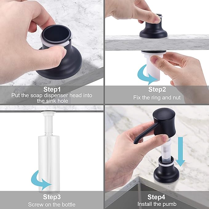 SAMODRA Kitchen Soap Dispenser Refill from The Top Countertop Kitchen Bathroom Soap Dispenser with 12 OZ Bottle