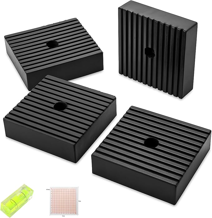 4 Pack Heavy-Duty Anti-Vibration Pads – Solid Rubber 4"x4"x1" | Noise Dampening by Huivlei