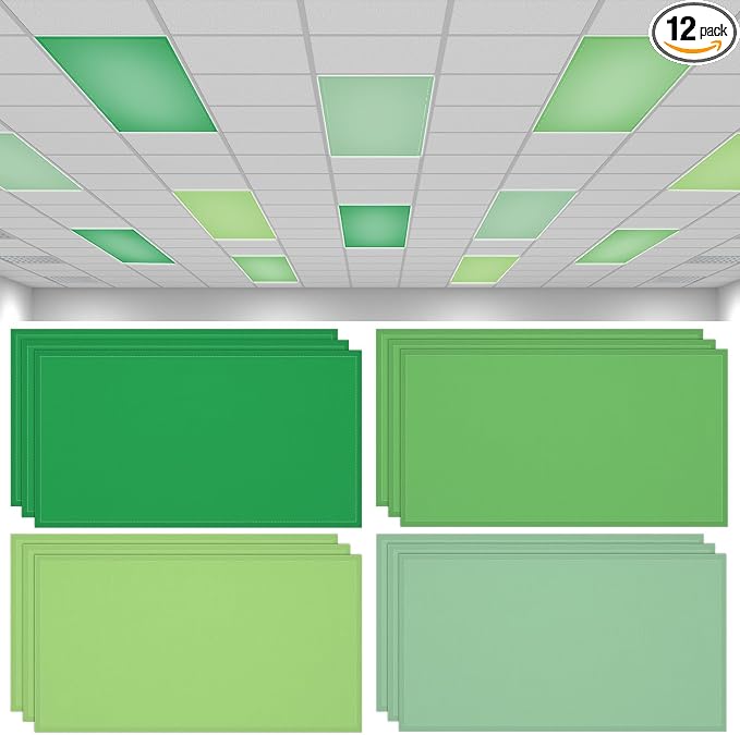 QOUBAI 12PCS Fluorescent Light Covers, 4x2 Feet Magnetic Light Cover by QOUBAI
