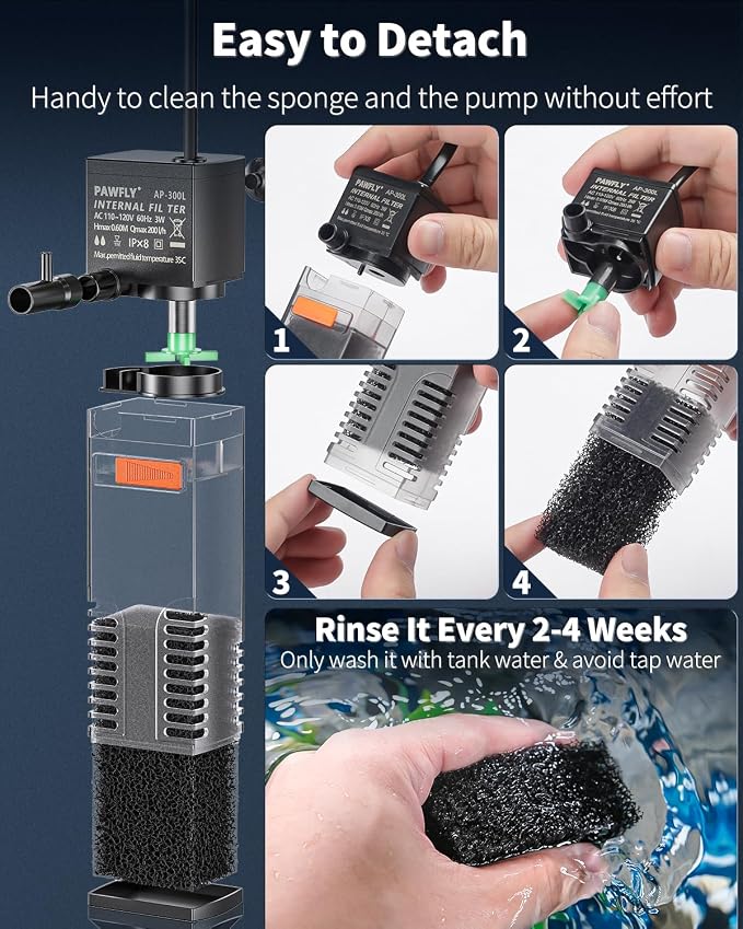 Pawfly Internal Aquarium Filter, Submersible Power Filter - Image 6
