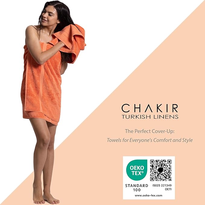 Chakir Turkish Linens | Hotel & Spa Quality 100% Cotton Premium Turkish Towels | Soft & Absorbent (8-Piece Towel Sets, Coral)