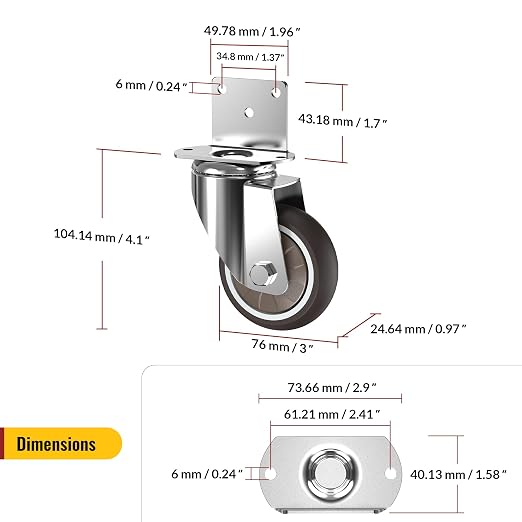 HOLKIE 3 Inch Caster Wheels Heavy Duty - Image 2