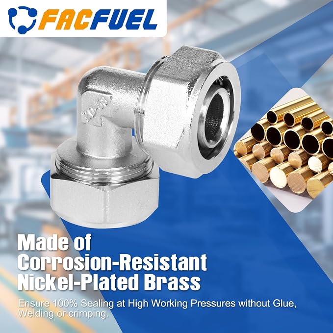 3/4 Inch Brass-Nickel Plated Elbow Fittings, Air Hose Fittings - Image 4