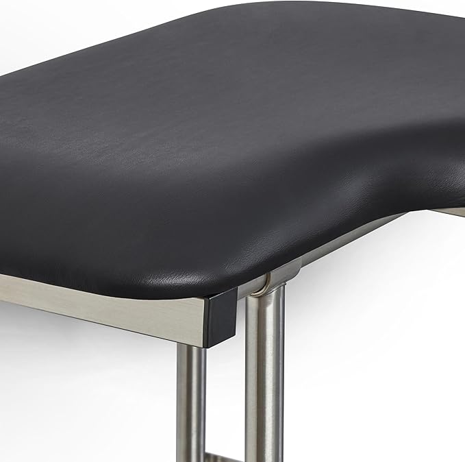 26" x 22.5" Black Padded Wall Mount Folding Left-Handed Transfer Bench Shower Seat with Legs, ADA Compliant