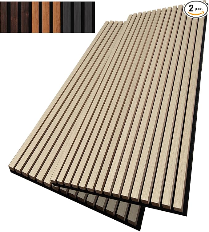 Wood Slat Wall Panel, 3D Soundproof Wall Panels, Large Acoustic Panels by AMZDEPOT