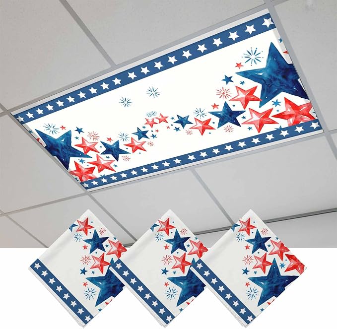 Independence Day Fluorescent Light Covers 3 Pack Five-Pointed Star Frame by Unknown