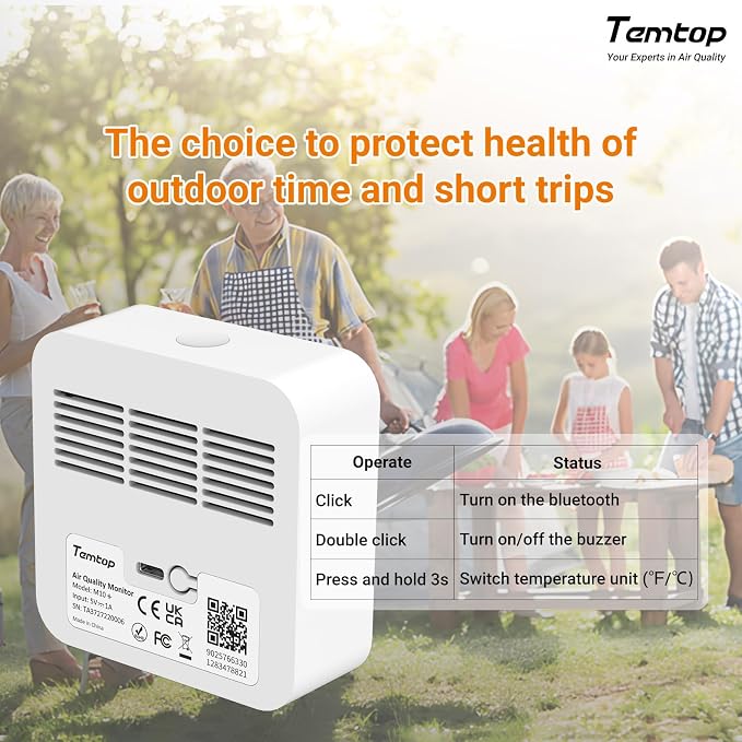 Temtop M10+ 6-in-1 CO2 Meter & Indoor Air Quality Monitor | PM2.5, E-Ink Display - Image 7