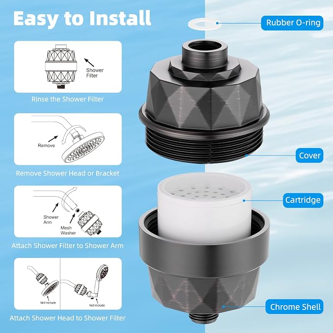 Hibbent Shower Filter for Hard Water, High Output Shower Head Filter to Remove - Image 8