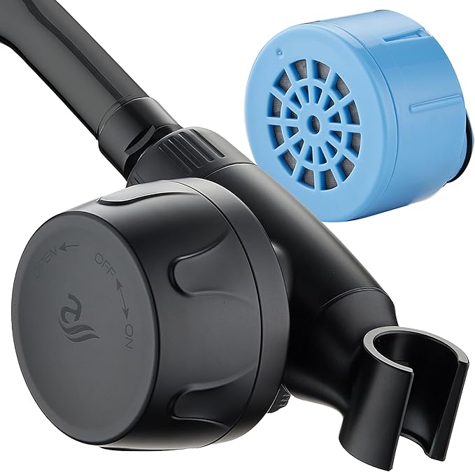 AquaCare Skin & Hair - World's Only Handheld Shower Head Filter with Built-in Hand Shower Bracket, ON/OFF Filtration Modes, Instant Cartridge Reload & Stay-Clean American KDF Cartridge, Matte Black