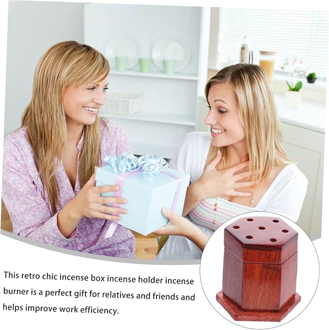 ULTECHNOVO 2pcs Hexagonal Wooden Incense Burner Decorative Censer - Image 9