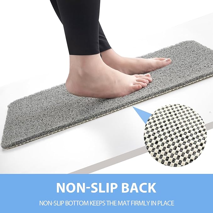 Non-Slip Bathtub Mat, Anti Slip Shower Mat, Fast Drying Bathtub Mats, Foot Scrubber Mat, Anti Slip Mat for Tub, Floor, Bathroom, Kitchen, Home, Hotel (Grey 71"×24")