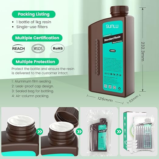 SUNLU 2000g Standard Resin for 3D Printer, Fast-Curing Photopolymer Resin for - Image 7